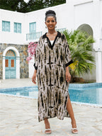 Printed V Neck Kaftan