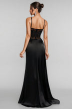 Liv Black Mesh Slit Maxi Dress