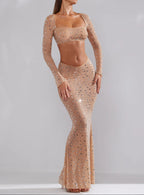 Sparkling Crop Top and Maxi Skirt Set