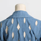 Denim Ripped Tassel Long Coat