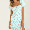 Frida Minimalist Women's Floral Print Puff Sleeve Midi Dress Premium Wardrobe Essential