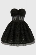 Ralpae 3D Floral Puff Mini Dress