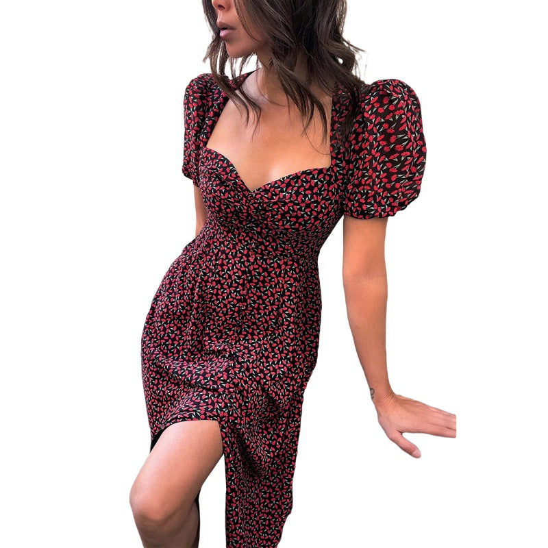 Katia Effortless Women's Floral Shirt Puff Sleeve Midi Dress Everyday Luxe Edit