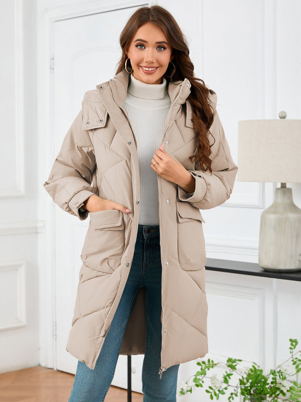 Hooded Slim-Fit Thermal Padded Coat