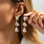 Retro Irregular Faux Pearl Long Metal Geometric Earrings