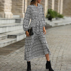 DressBetty - Bohemian Print Long Sleeve Dress