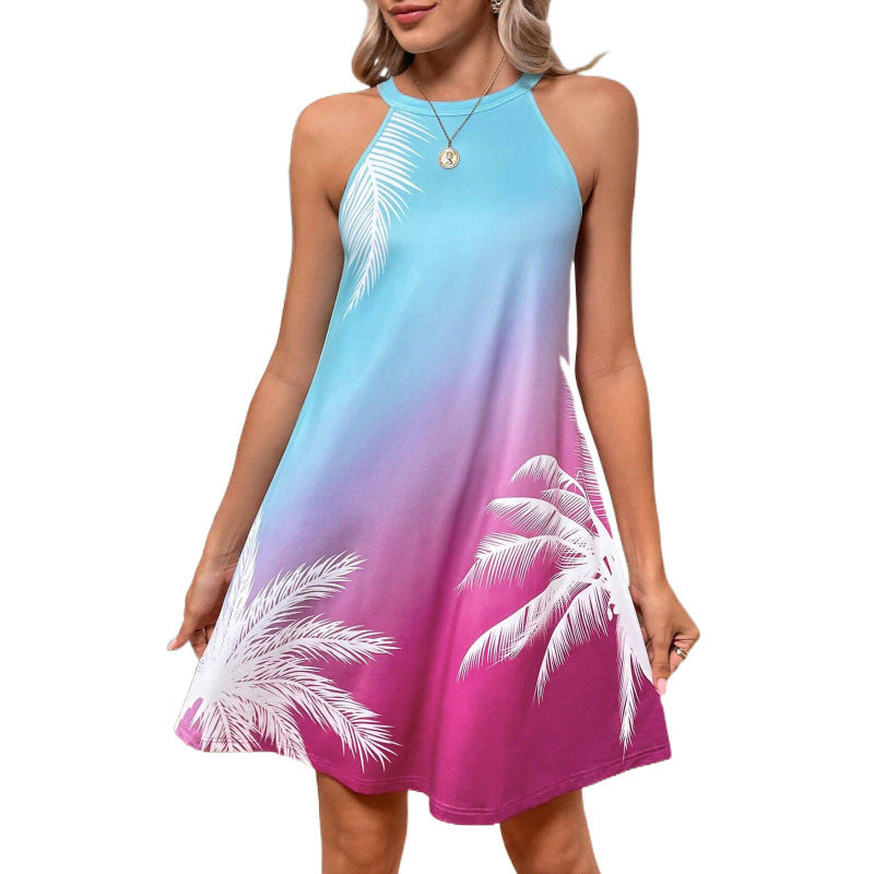 Lorena Exclusive Women's a Line Summer Dress with Tropical Print and Racerback Design Boutique Collection