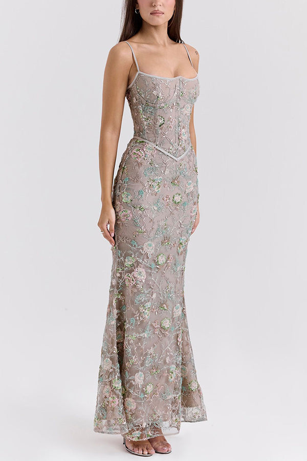 Stylish Sleeveless Halter-neck Slim-fit Backless Tie-up Elegant Maxi Dress