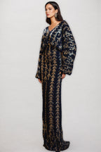 Mereke V-Neck Hip Wrap Sequin Maxi Dress