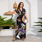 Plus Size Sexy Printed Plunge Dress
