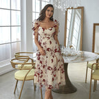 Viviana Effortless Midi Dress with a Floral Pattern Elevated Occasion Wear