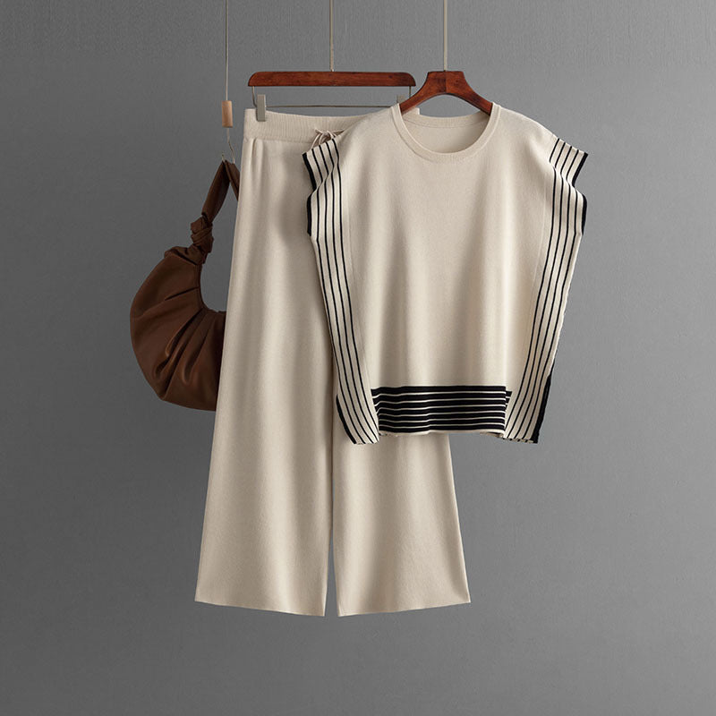 Round Neck Loose Two Piece Knitted Set