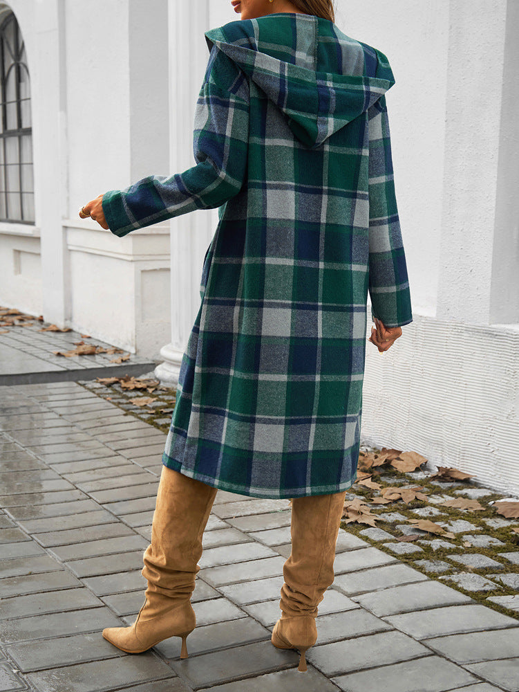 Contrast Color Hooded Coat