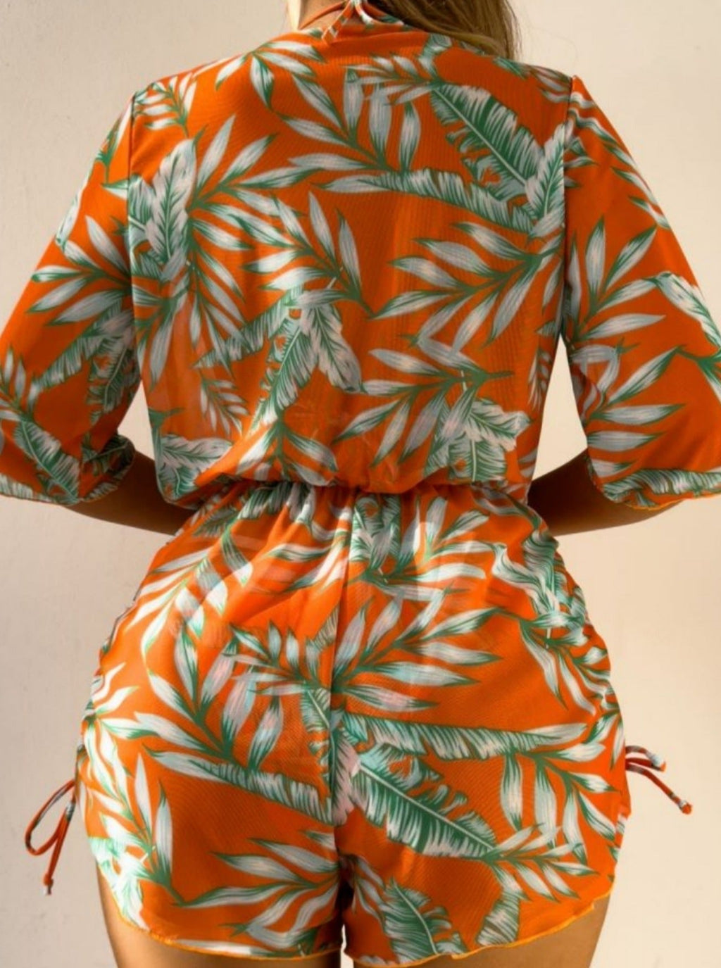| Tropical Printed Three-Piece Bikini