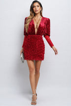 Dax 3D Floral Long Sleeve Mini Dress