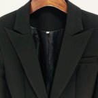 Embellished Beaded Cuffs One Button Mid-Length Blazer
