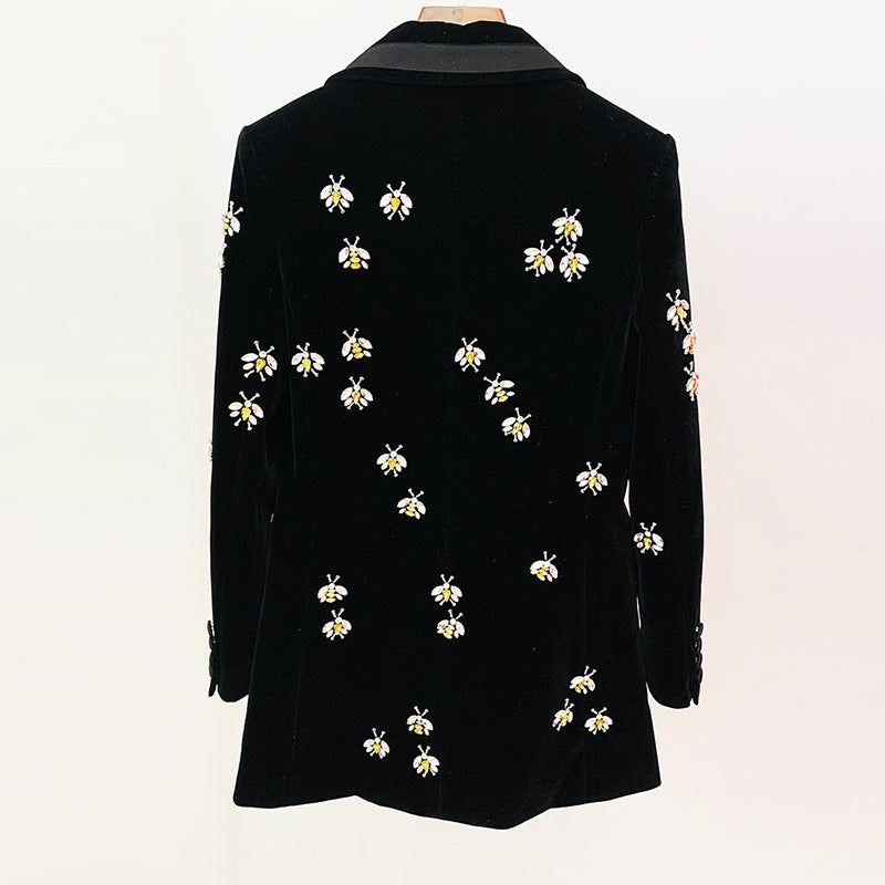 Emeblished Velvet Blazer