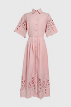 Jex Pink Cutout Lapel Maxi Dress