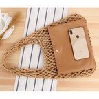 Solid Color Net Hand-Woven Bag Handmade Shoulder Bag