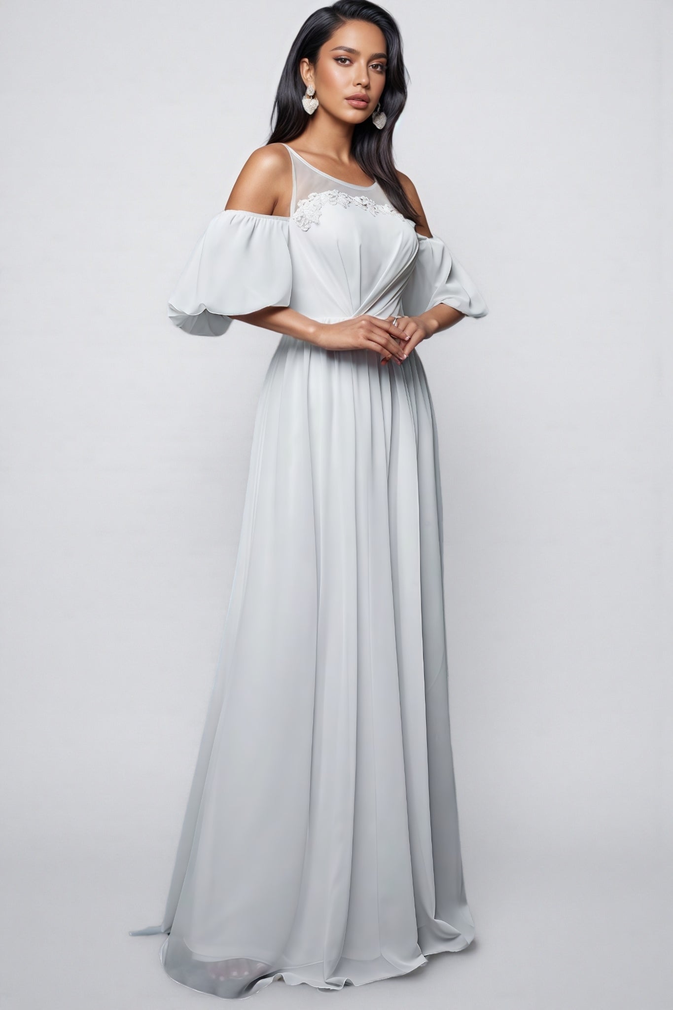 Calyxn White Short Sleeve Maxi Dress