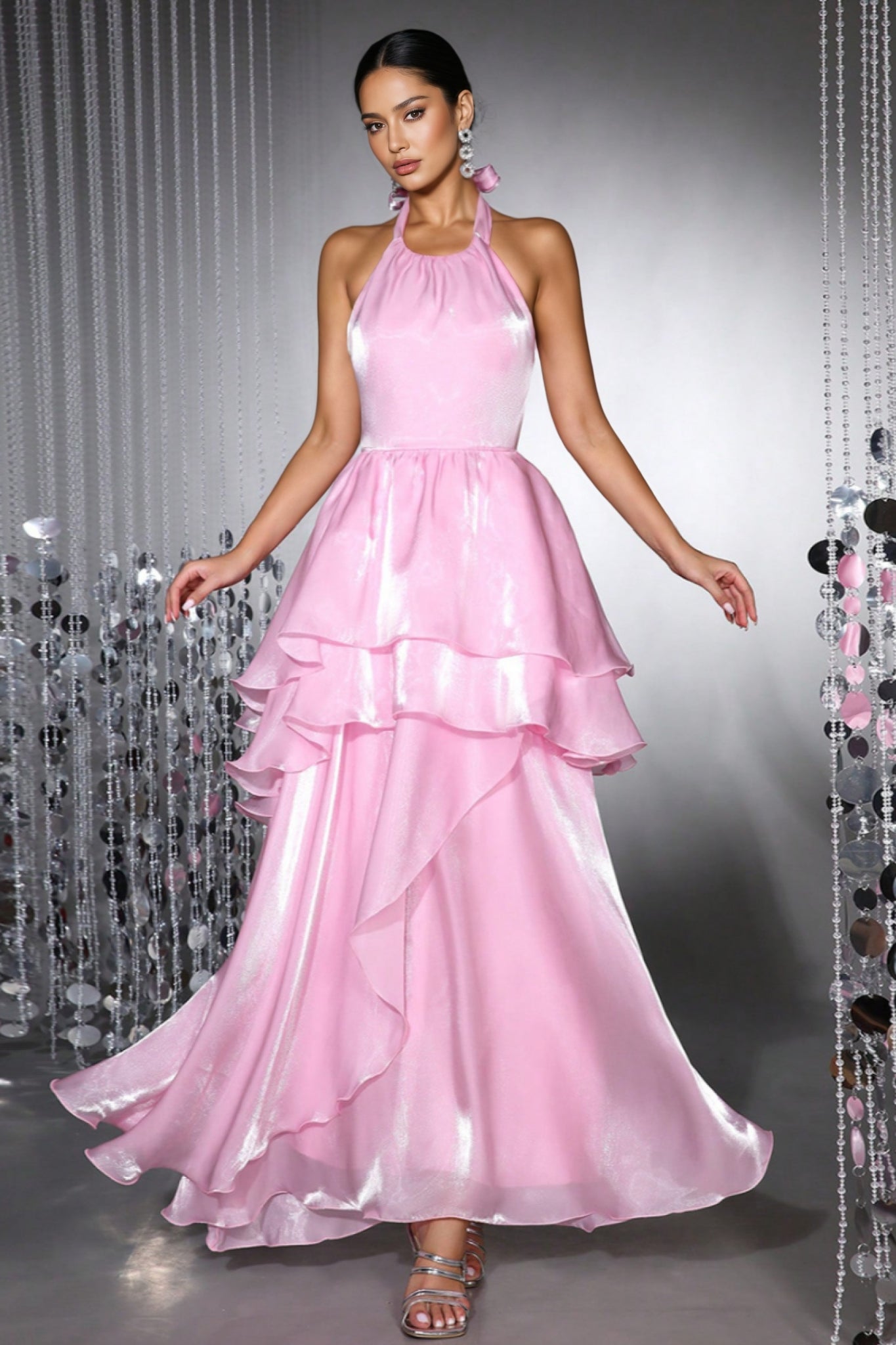 Reem Pink Ruffled Maxi Dress