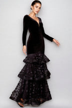 Nader Black Layered Mesh Maxi Dress
