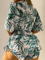 | Tropical Printed Three-Piece Bikini