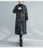 | Long cotton winter coat with hood