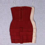 Corset Lace Up Strapless Top Buckle Strap Mini Skirt Two Piece Set