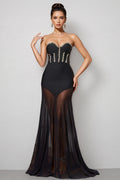 Berlin Rhinestone Mesh Bandage Maxi Dress