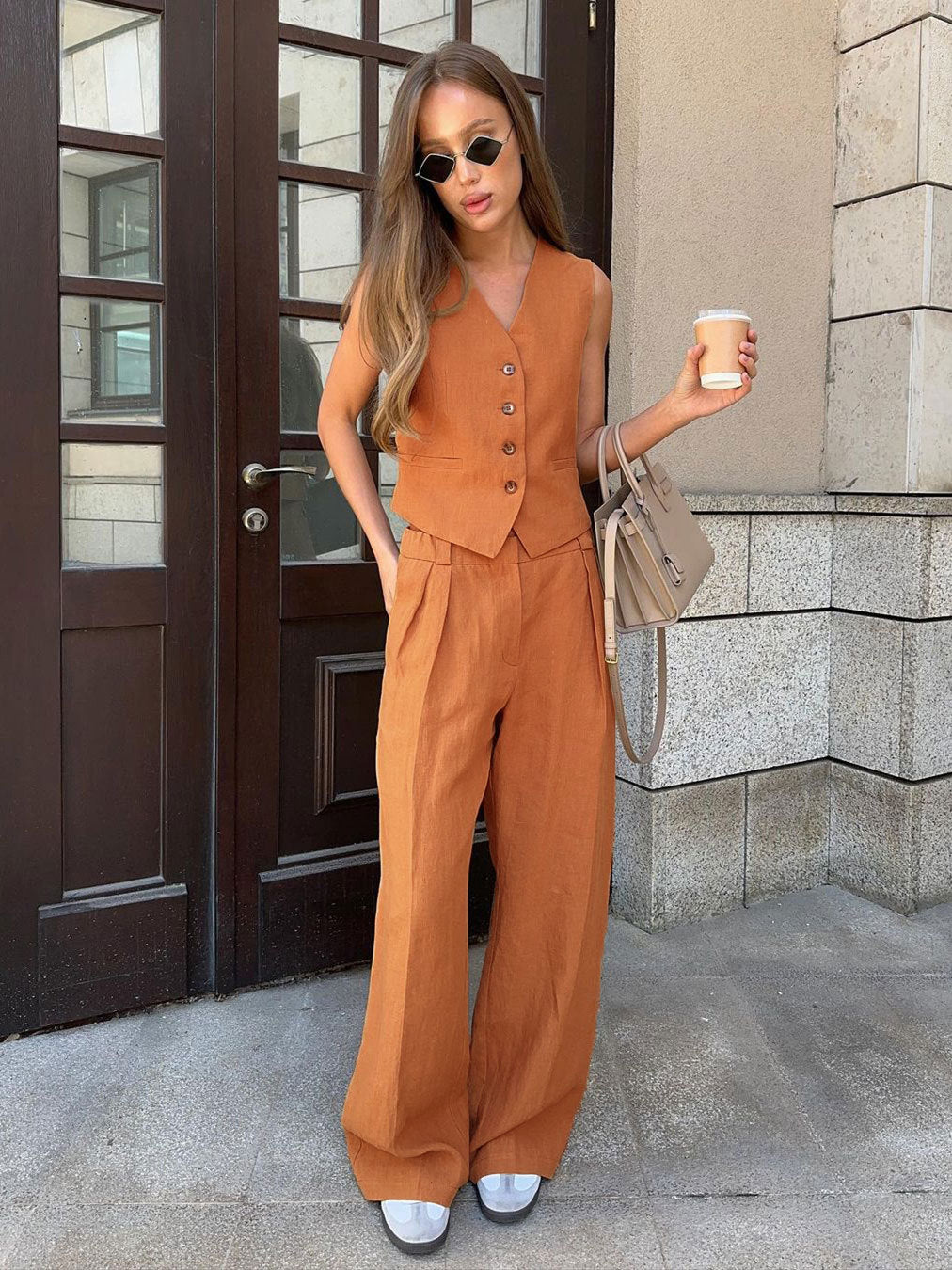 Vest & Casual Pants Two Piece Set
