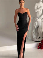 Marina Boutique Women's Evening Dress with Design and High Slit Wear Edit