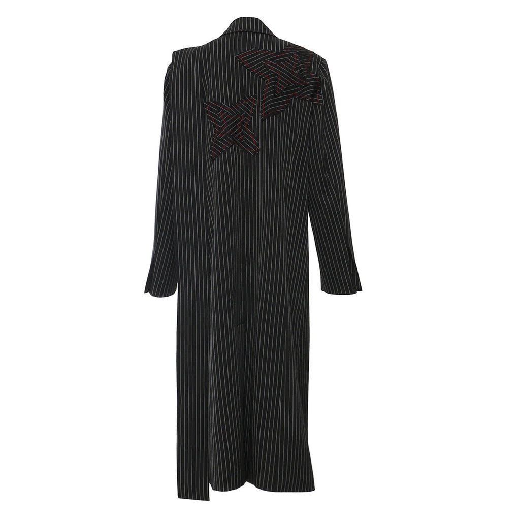 Striped Floral Long Blazer Coat
