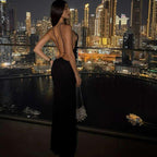 Halter Neck Side Cutout Open Back Bodycon Maxi Dress