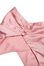 Swan Backless Halter Draped Satin Mini Dress - Pink