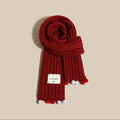 Solid Pompom Knit Scarf