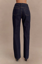 Stassi Denim High Waist Pocketed Straight Leg Jeans
