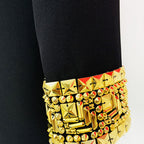Embellished Beaded Cuffs One Button Mid-Length Blazer