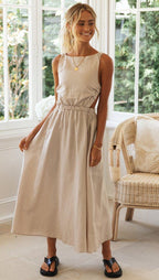 Rround Neck Sexy Backless Maxi Dress