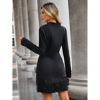 Hana Exclusive Women's Blazer Dress with Fringes and Double Button Placket Chic Silhouette Collection