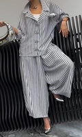 Wide Leg Pinstripe Loose Casual Sets