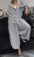 Wide Leg Pinstripe Loose Casual Sets