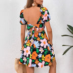 Otilia Timeless Women's Floral Dress with Puff Sleeves Elevated Occasion Wear