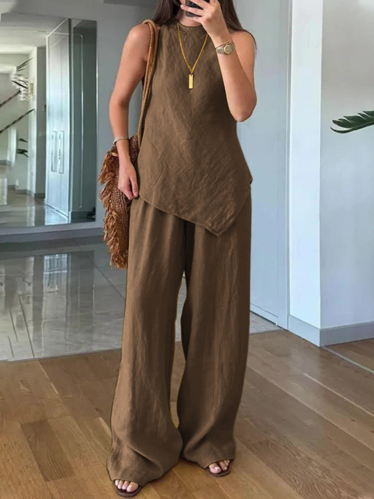 Irregular sleeveless casual two-piece set