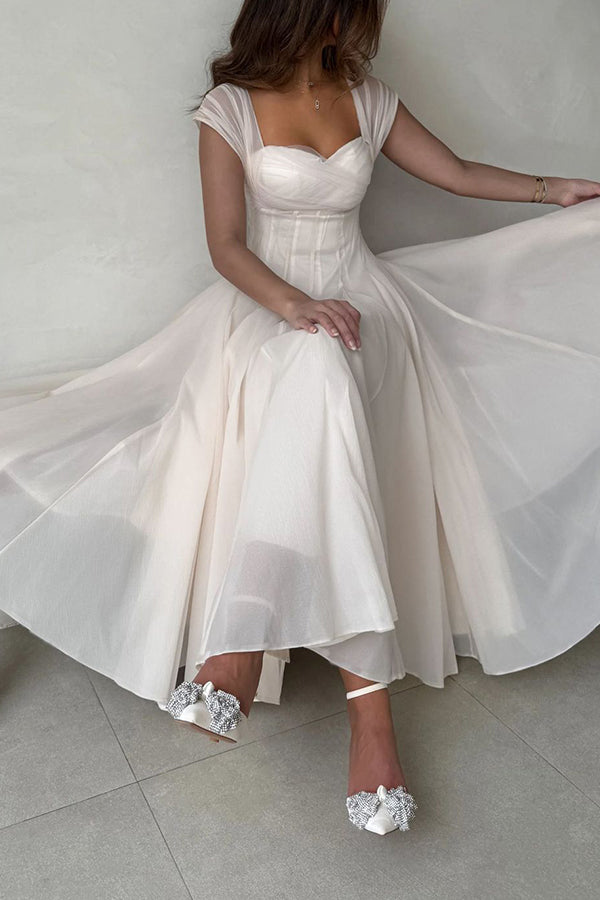 Elegant Sleeveless Waist-cinching Tulle Full-hem Maxi Dress