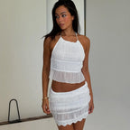 Sexy Cutout Ruffles Wrapped Chest Backless Top Women Clothing
