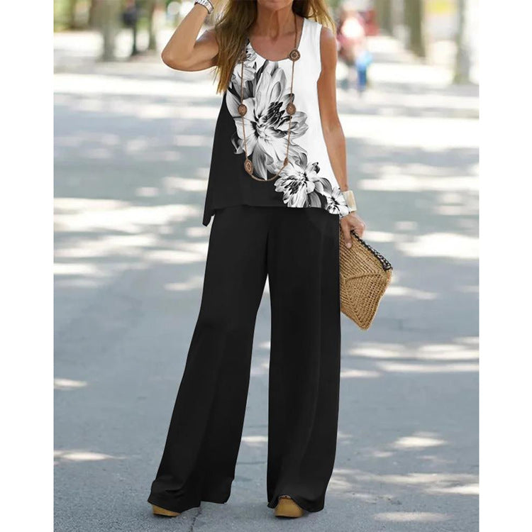Printed Sleeveless Top and Bottom Set