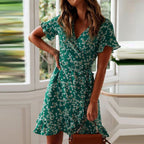 Jimena Effortless Women's Floral Shirt Dress with Ruffle Hem Boutique Collection