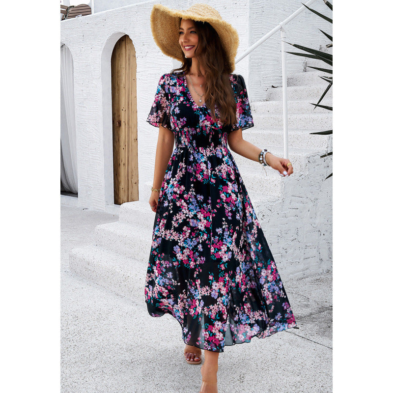 Yasmina Boutique Women's Floral Maxi Dress with Flutter Sleeves Collection