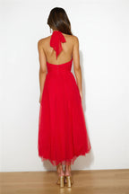 Fairy Vibes Tulle Gathered Detail Halter Maxi Dress